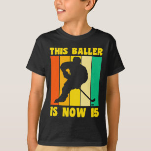 Happy 15 Birthday 15 Year Old Retro Ice Hockey 15t T-Shirt