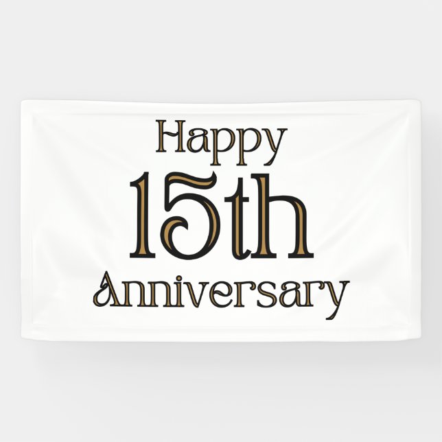 Happy 15th Anniversary 3x5 Vinyl Banner (Horizontal)