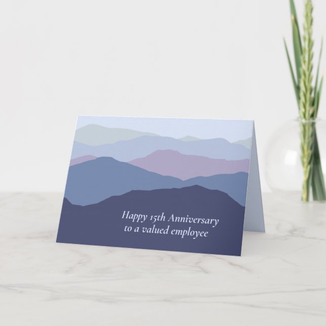 Happy 15th Anniversary Employee Mountains Card (Front)