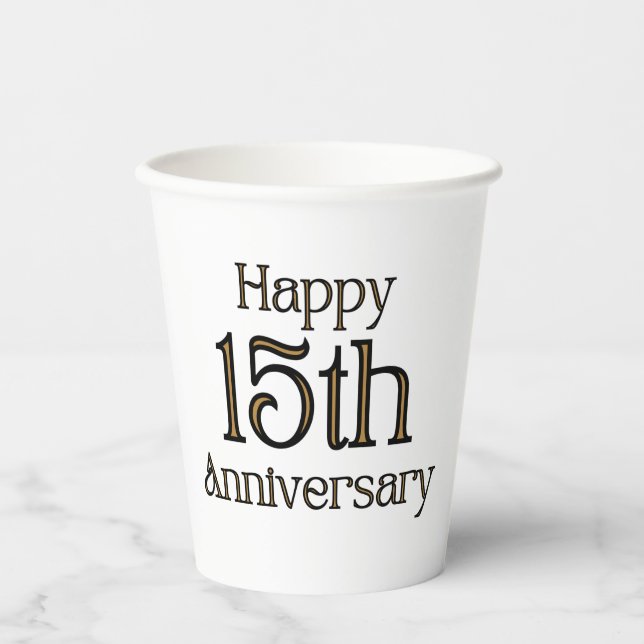 Happy 15th Anniversary Paper Cups (Front)