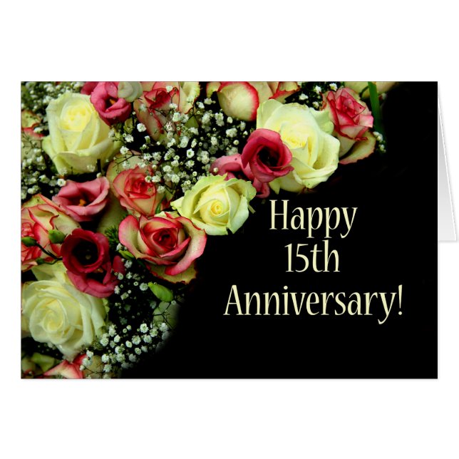Happy 15th Anniversary roses (Front Horizontal)