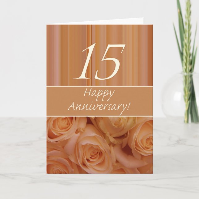 Happy 15th Anniversary roses Card (Front)