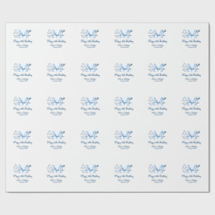 Happy 15th Birthday blue add name monogram bikini Wrapping Paper