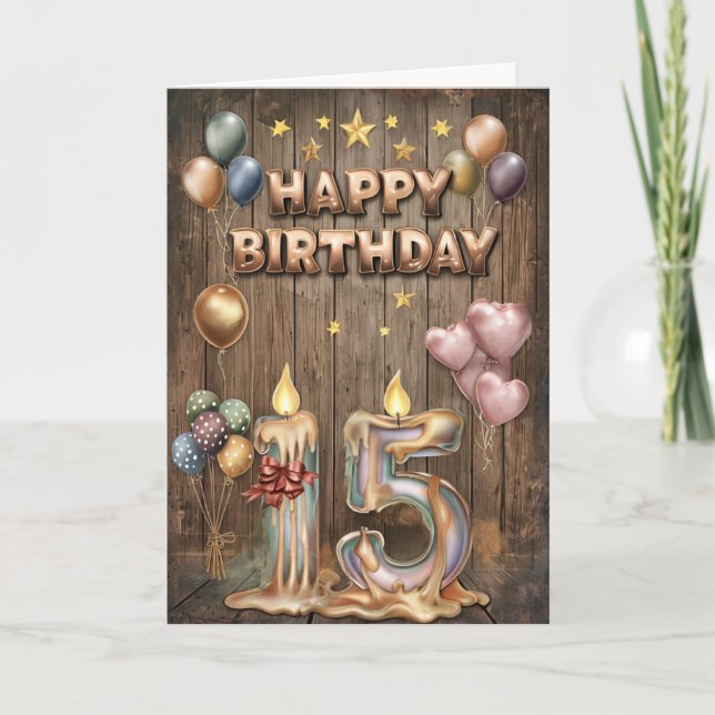 Happy 15th Birthday Card (Front)