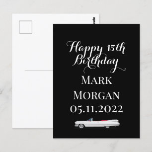 Happy 15th Birthday Card Gift idea boy black white