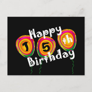 Happy 15th Birthday Colourful Balloons Postcard