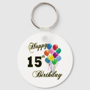 Happy 15th Birthday Gifts and Birthday Apparel Key Ring