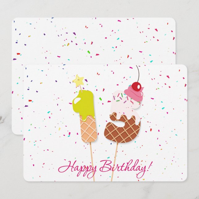 Happy 15th Birthday Holiday Card (Front/Back)
