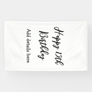 Happy 15th birthday name quinceanera details simpl banner