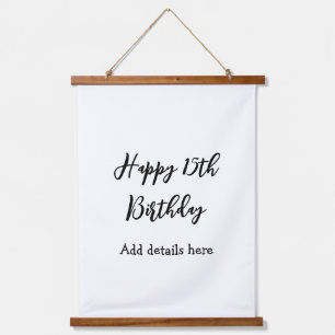 Happy 15th birthday name quinceanera details simpl hanging tapestry