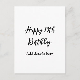 Happy 15th birthday name quinceanera details simpl postcard