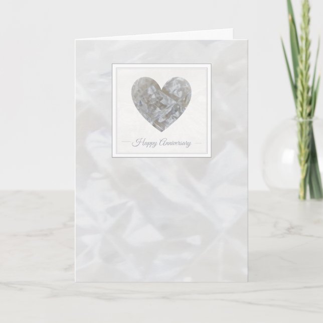Happy 15th Wedding Anniversary crystal heart card (Front)