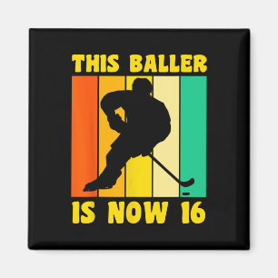 Happy 16 Birthday 16 Year Old Retro Ice Hockey 16t Magnet