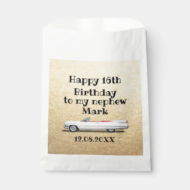 Happy 16 Birthday Nephew Cadillac gift Favour Bags (Front)