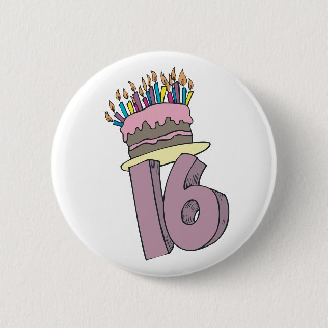 Happy 16th Birthday! 6 Cm Round Badge (Front)