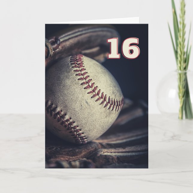 Happy 16th Birthday Baseball Greeting Card (Front)