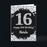 Happy 16th Birthday Black and Silver Glitter Card<br><div class="desc">Happy 16th Birthday Black and Silver Glitter Card with personalised name. For further customisation,  please click the "Customise it" button and use our design tool to modify this template.</div>