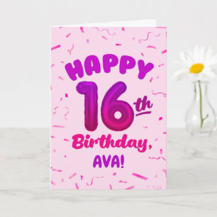 Happy 16th Birthday Card with Custom Name