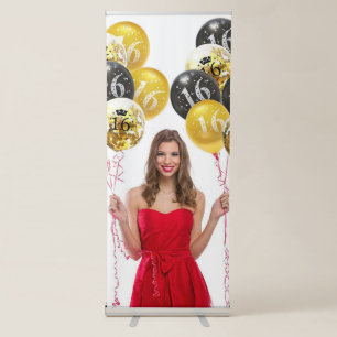 Happy 16th Birthday Decorations for Boys Girls Retractable Banner