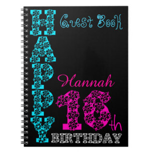 Happy 16th Birthday Girly Personalised Guest Book