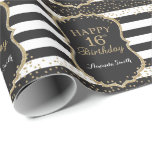 Happy 16th Birthday Gold Glitter Wrapping Paper<br><div class="desc">Happy 16th Birthday Gold Glitter Wrapping Paper with personalised name. For further customisation,  please click the "Customise it" button and use our design tool to modify this template.</div>