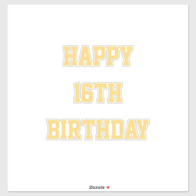 Happy 16th Birthday Gold Sixteenth Custom Age Name (Sheet)