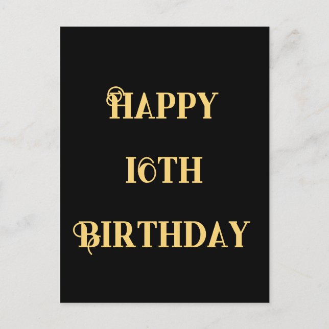 Happy 16th Birthday Gold Yellow Sixteen Custom Age Postcard (Front)