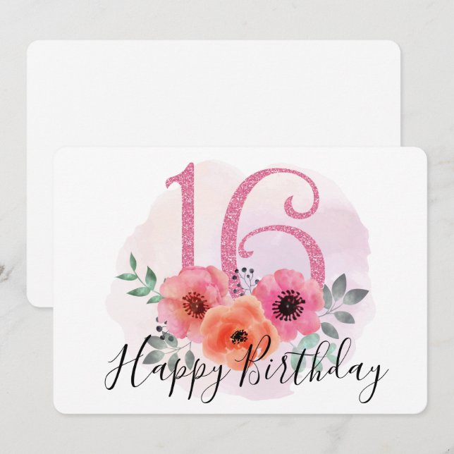 Happy 16th Birthday Holiday Card (Front/Back)