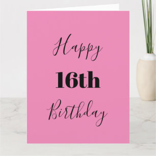 Happy 16th Birthday Pink Black Custom Age Colour Card