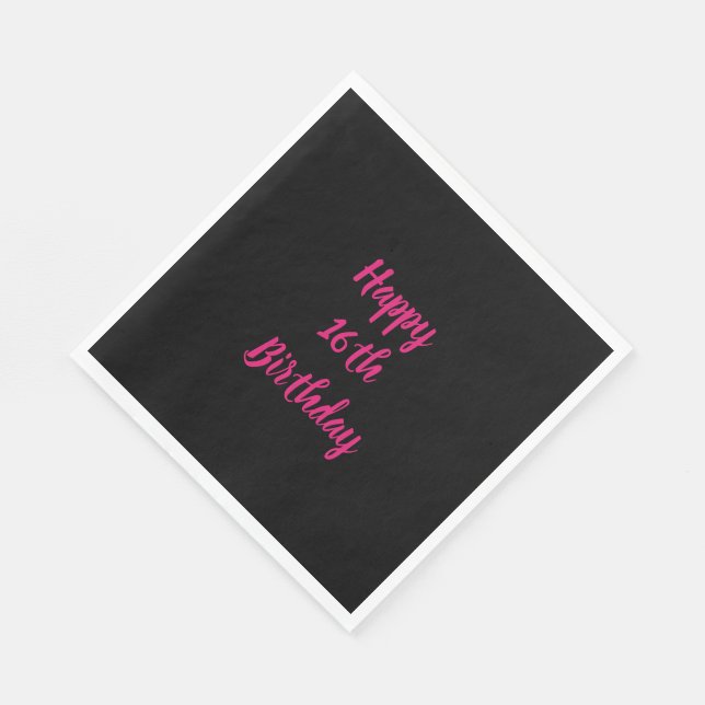 Happy 16th Birthday Pink Black Custom Colour 2023  Napkin (Corner)