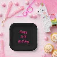 Happy 16th Birthday Pink Black Custom Colour Text