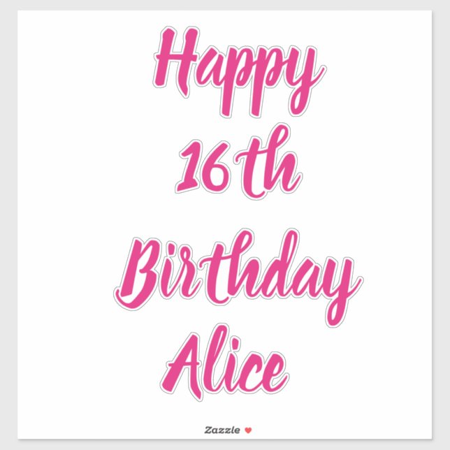 Happy 16th Birthday Pink Custom Name Girly 2023 (Sheet)