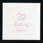 Happy 16th Birthday Pink White Sixteenth 2024 Napkin<br><div class="desc">Designed with text template for "Happy 16th Birthday" message and name which you can customise! You may also change the background colour as you like.</div>