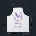 Happy 16th Birthday purple add name monogram moder Apron<br><div class="desc">beautiful design</div>