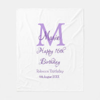Happy 16th Birthday purple add name monogram moder