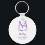 Happy 16th Birthday purple add name monogram moder Key Ring<br><div class="desc">beautiful design</div>