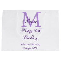 Happy 16th Birthday purple add name monogram moder