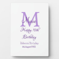 Happy 16th Birthday purple add name monogram moder