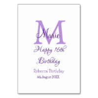 Happy 16th Birthday purple add name monogram moder