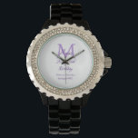 Happy 16th Birthday purple add name monogram moder Watch<br><div class="desc">beautiful design</div>