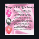 Happy 16th Birthday - sister poem Notepad<br><div class="desc">A great gift for that special sister on her 16th birthday</div>