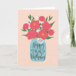 Happy 16th Birthday Sister w/ Mason Jar of Flowers Card<br><div class="desc">A mason jar filled with a gorgeous bunch of peonies and white flowers with the hand lettered words 'For my sister' on the tag and 'Happy 16th Birthday' on the mason jar. The perfect birthday card to celebrate your sister's birthday! © Ness Nordberg</div>