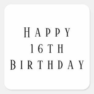 Happy 16th Birthday Sixteen Custom Age Simple Square Sticker