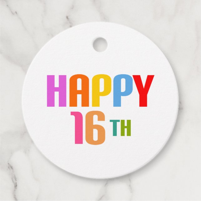 Happy 16th favour tags (Front)