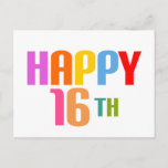 Happy 16th postcard<br><div class="desc">Colourful text reading:
"Happy 16th"</div>