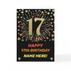 Happy 17th Birthday Black & Gold Rainbow Firework