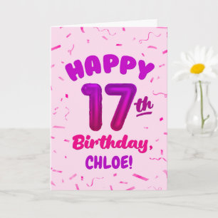 Happy 17th Birthday Card with Custom Name