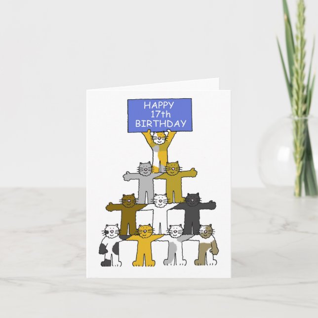 Happy 17th Birthday Cats Card (Front)
