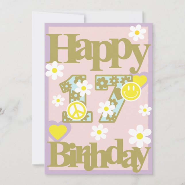 Happy 17th Birthday – Girl’s Card with Flowers (Front)