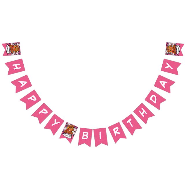 HAPPY 18 BIRTHDAY Pink Comic Book Pop Art Bunting (All)